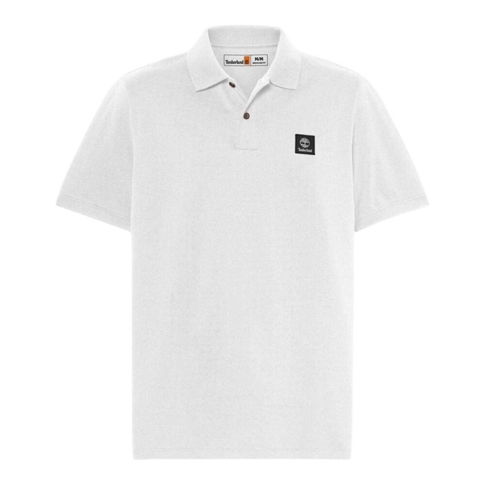 Timberland Mens Button Regular Short-Sleeved Polo Shirt / White